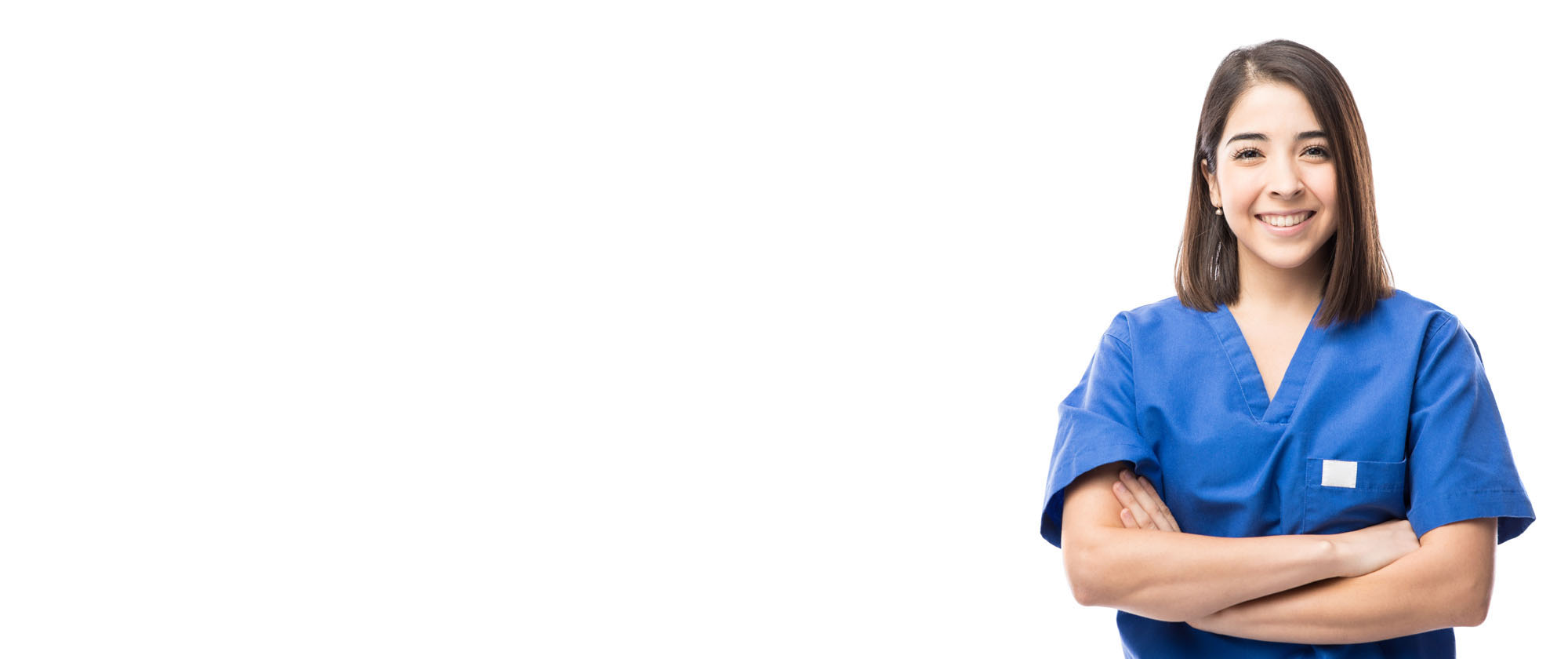 Female Health Worker in Blue Uniform