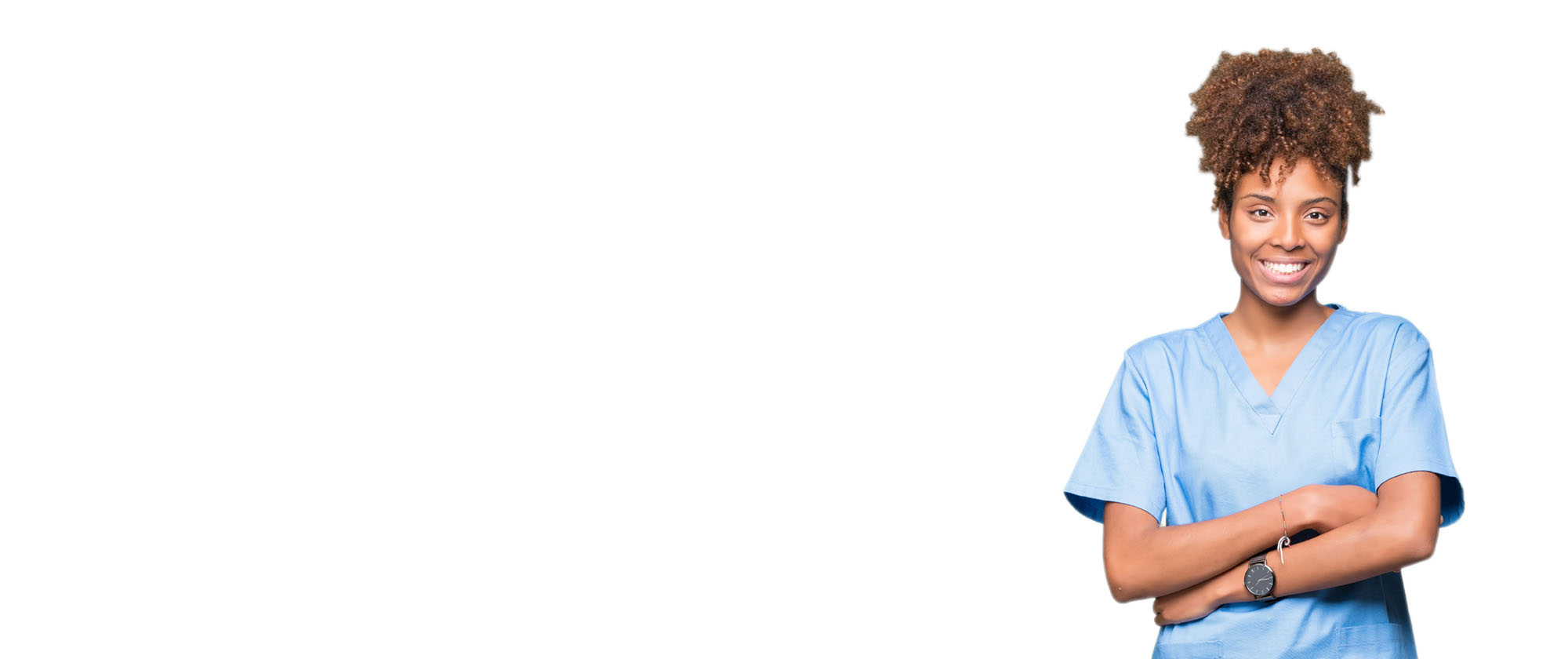 Female Healthcare Professional in Blue Scrubs